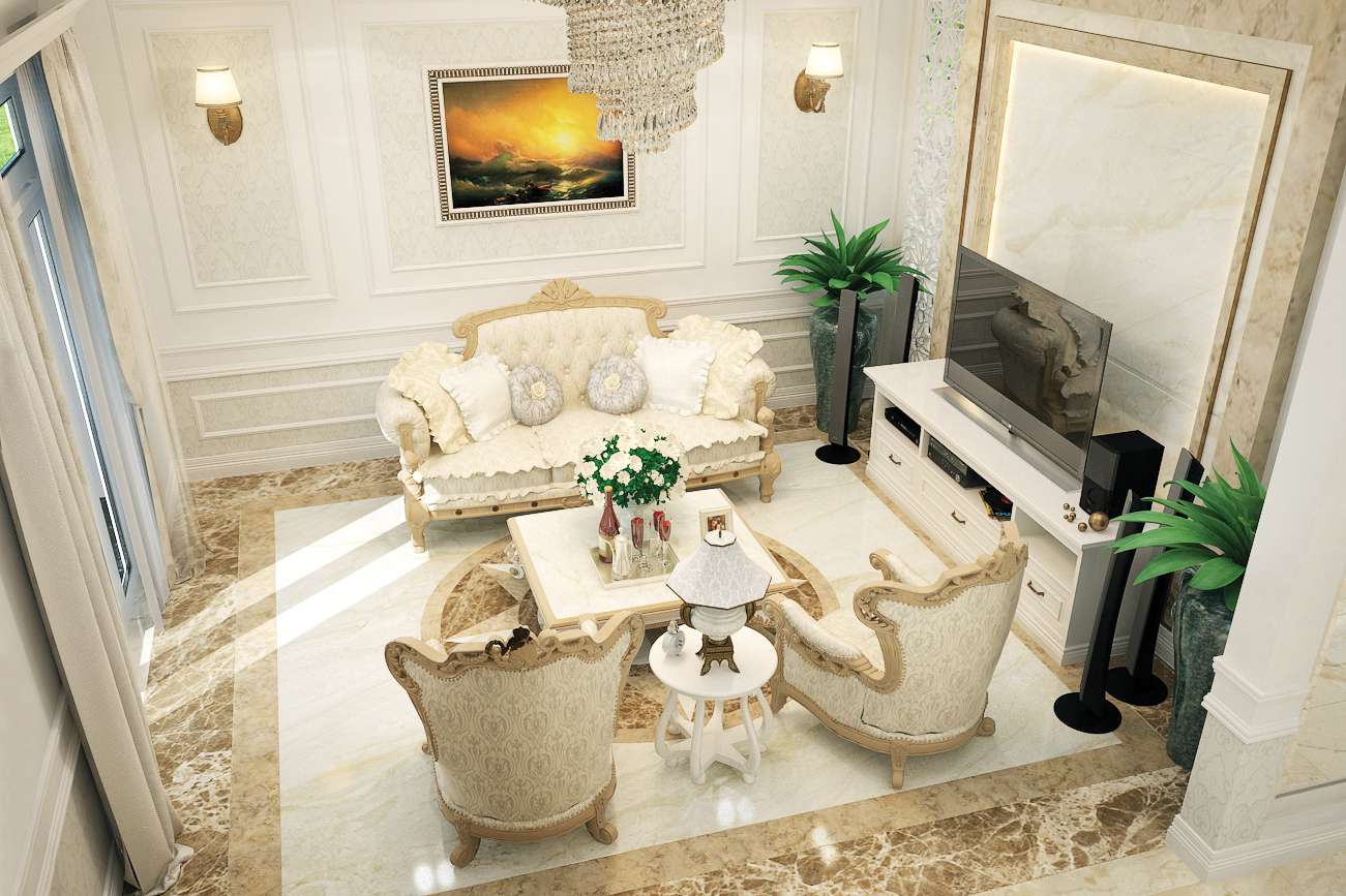 ​ Thiết kế nội thất phòng khách phong cách tân cổ điển  Thiết kế nội thất phòng khách phong cách tân cổ điển  ​
