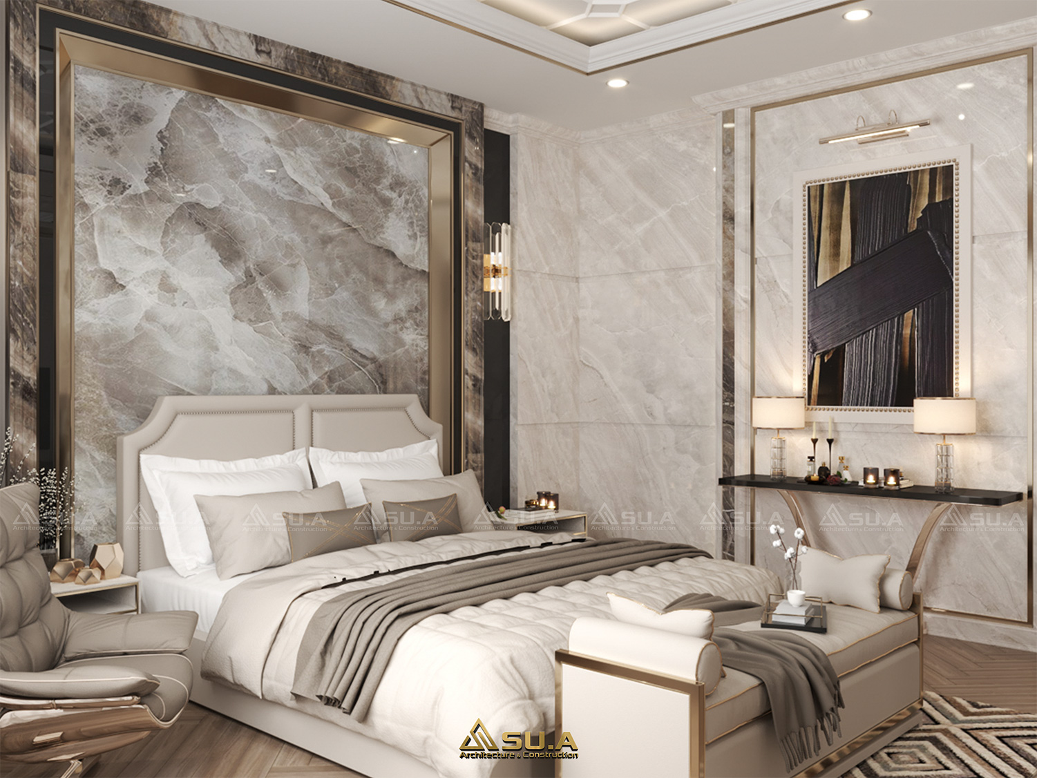 Mỗi một chi tiết trong phòng ngủ luxury đều được chú trọng, trau chuốt tỉ mỉ