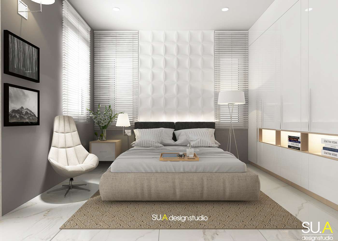 Không gian phòng ngủ vừa có sự nhẹ nhàng, tinh tế với phong cách thiết kế Tân Cổ Điển