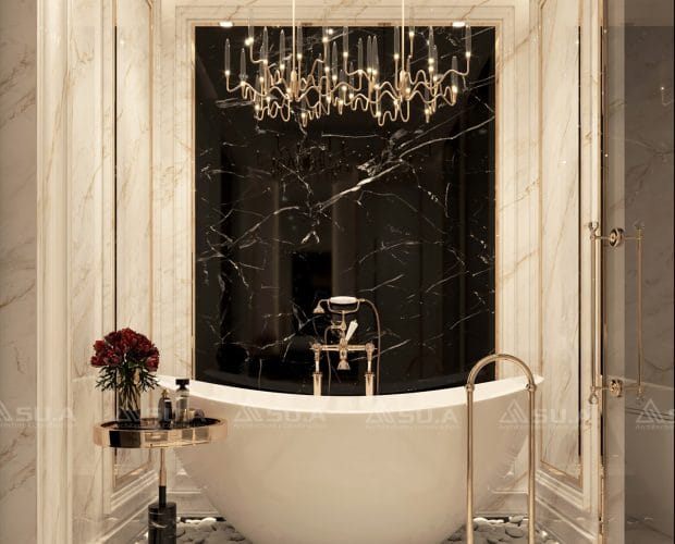 Thiết kế nội thất phòng wc mẫu biệt thự tân cổ điển